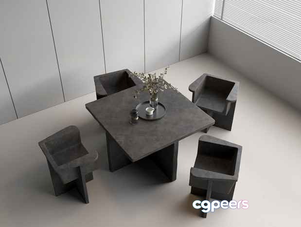 Minimalist Dining Set 3D Model - 8049 - VRAY Render