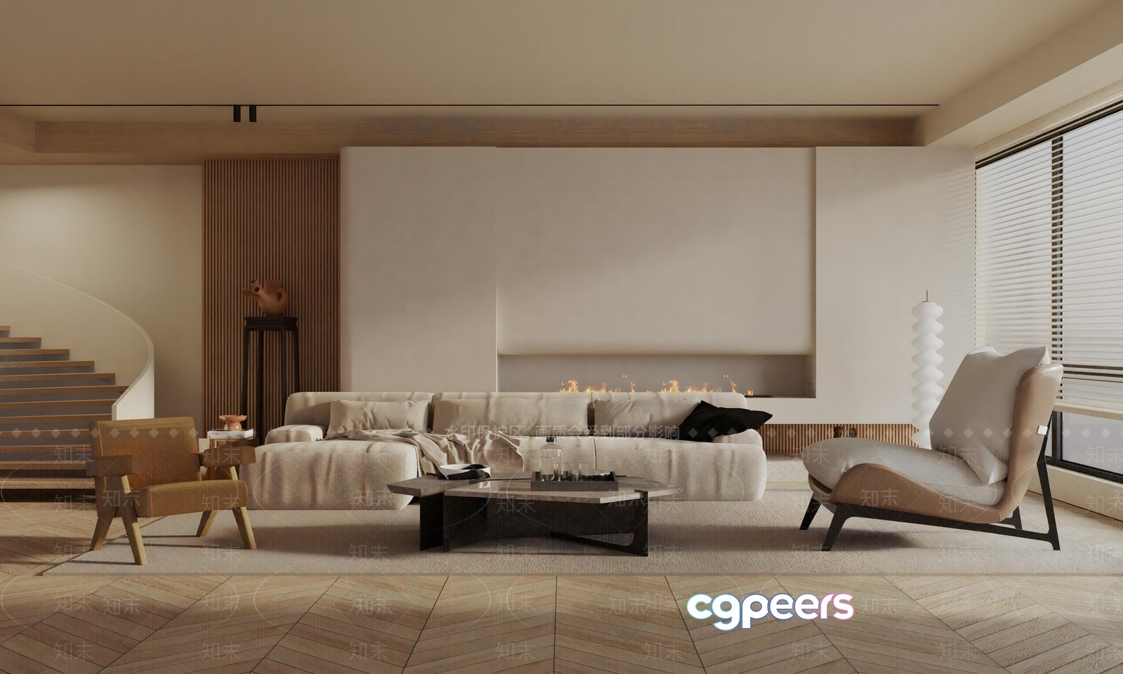 Modern Living Room 3D Model - 16800 - VRAY Render