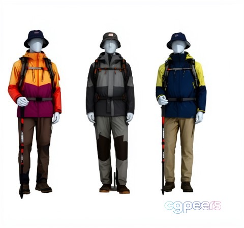Two Mannequins Wearing Outdoor Clothing 3D Model - 21306 - VRAY Render