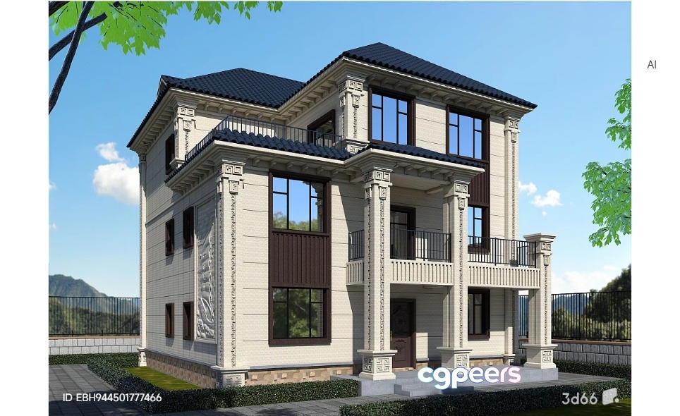 A Large House 3D Model - 9321 - VRAY Render