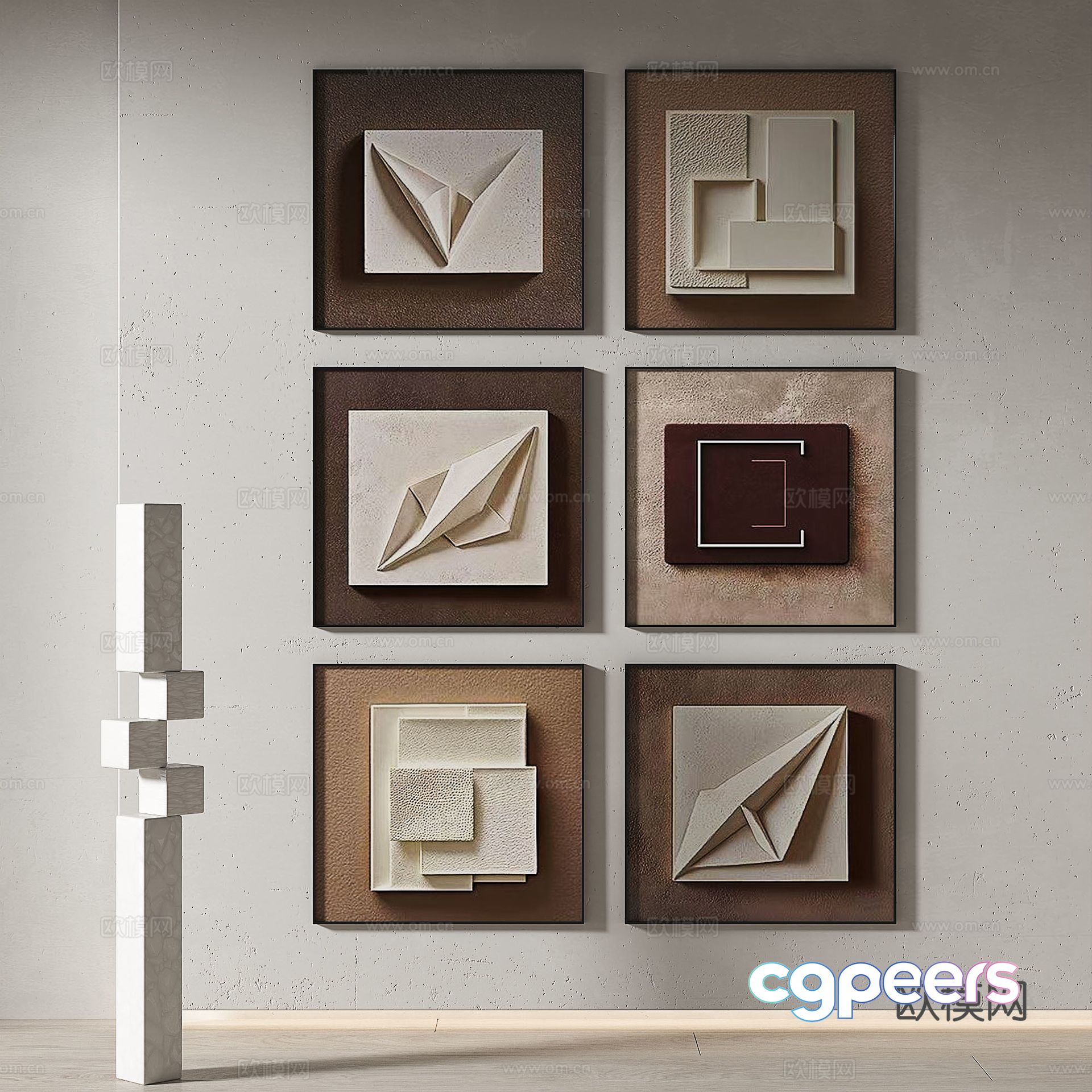 Modern Art Wall 3D Model - 8575 - VRAY Render