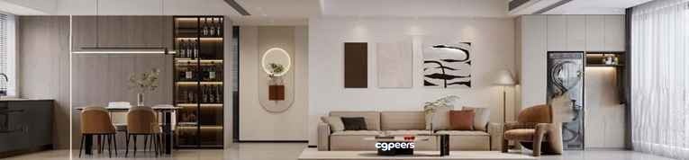 Modern Living Room 3D Model - 10053 - VRAY Render