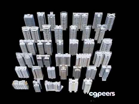 Tall City Buildings 3D Model - 3307 - VRAY Render Tall City Buildings 3D Model - 3307 - VRAY Render