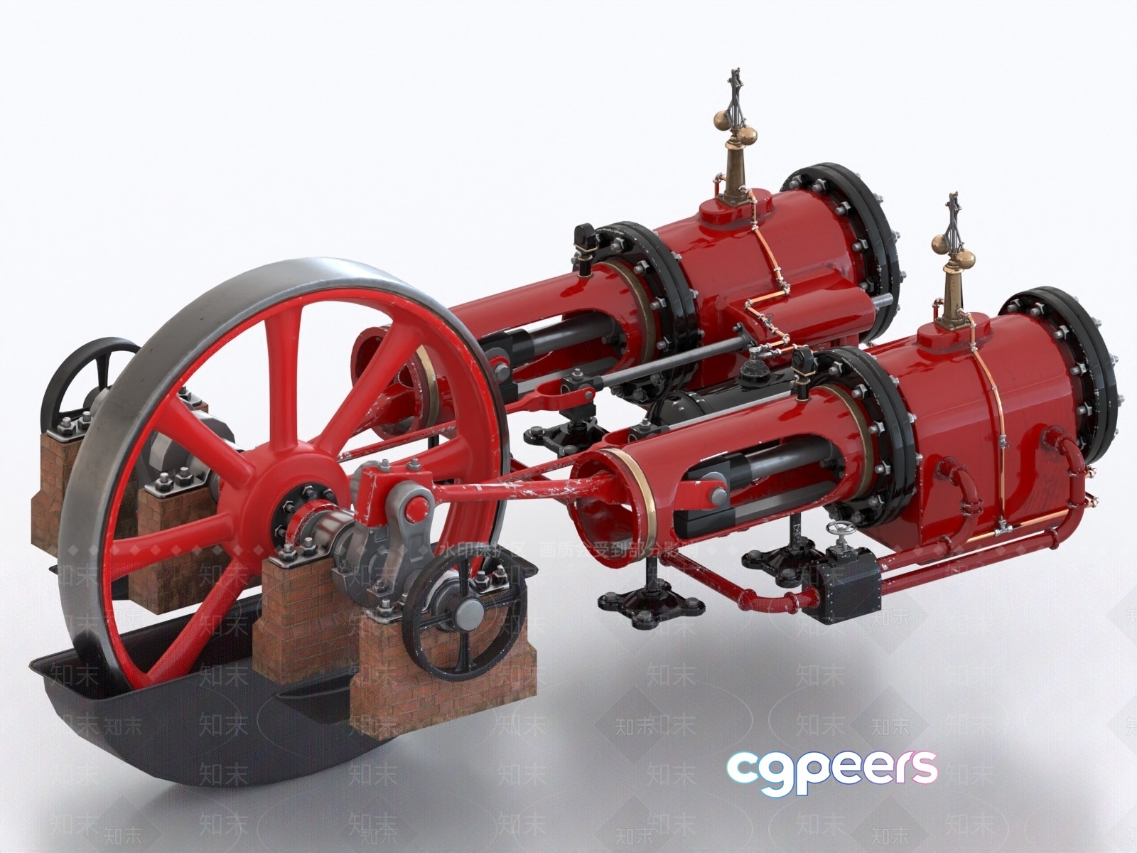 Steam Engine 3D Model - 568 - VRAY Render