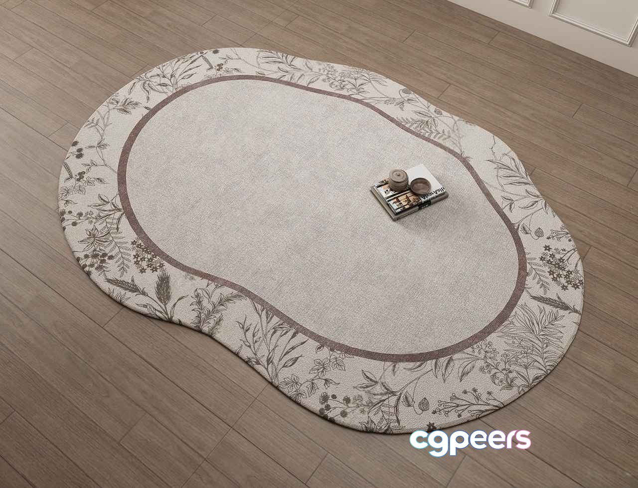 A Floral-Patterned Rug 3D Model - 15114 - VRAY Render