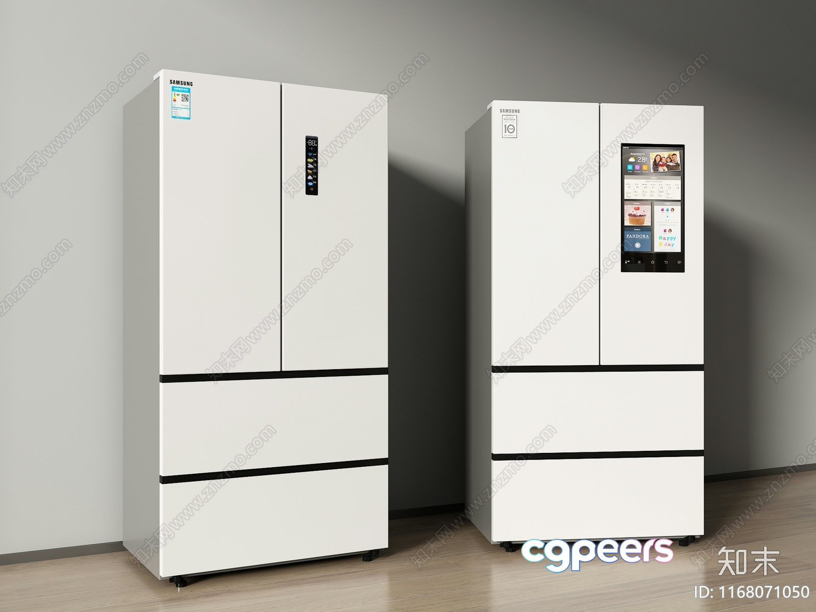 Two White Refrigerators 3D Model - 3786 - VRAY Render Two White Refrigerators 3D Model - 3786 - VRAY Render
