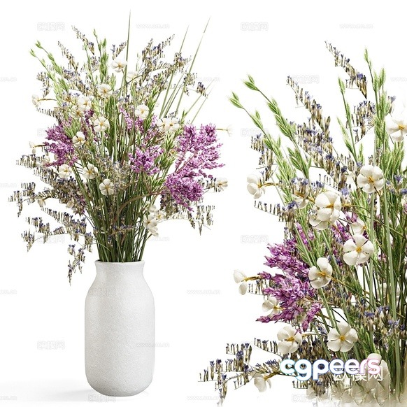 A White Vase With Flowers 3D Model - 621 - CORONA Render