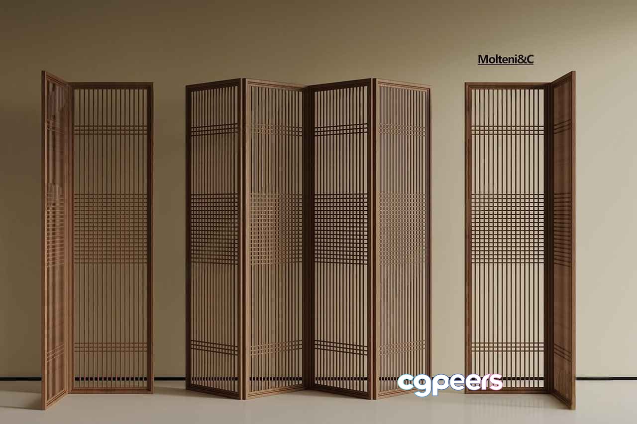 A Wooden Room Divider 3D Model - 15686 - VRAY Render