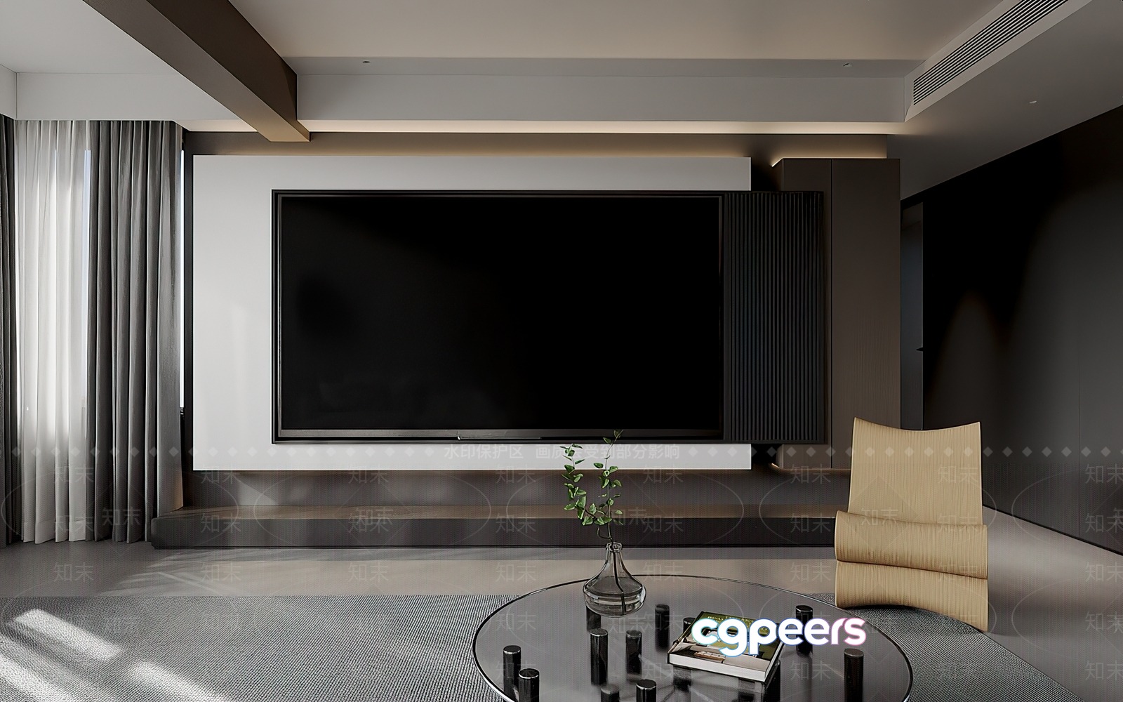 Modern Living Room 3D Model - 20432 - VRAY Render