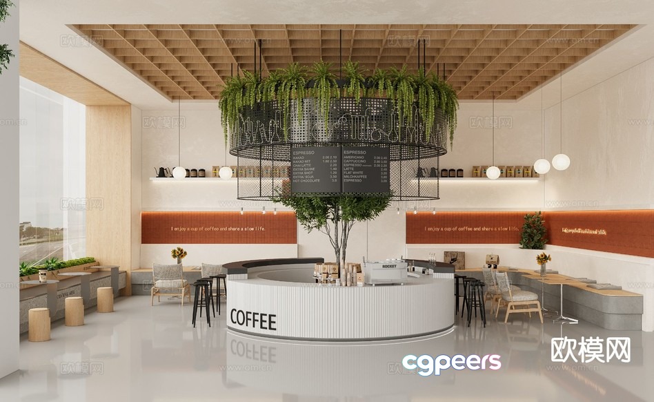 Modern Coffee Shop 3D Model - 6656 - CORONA Render