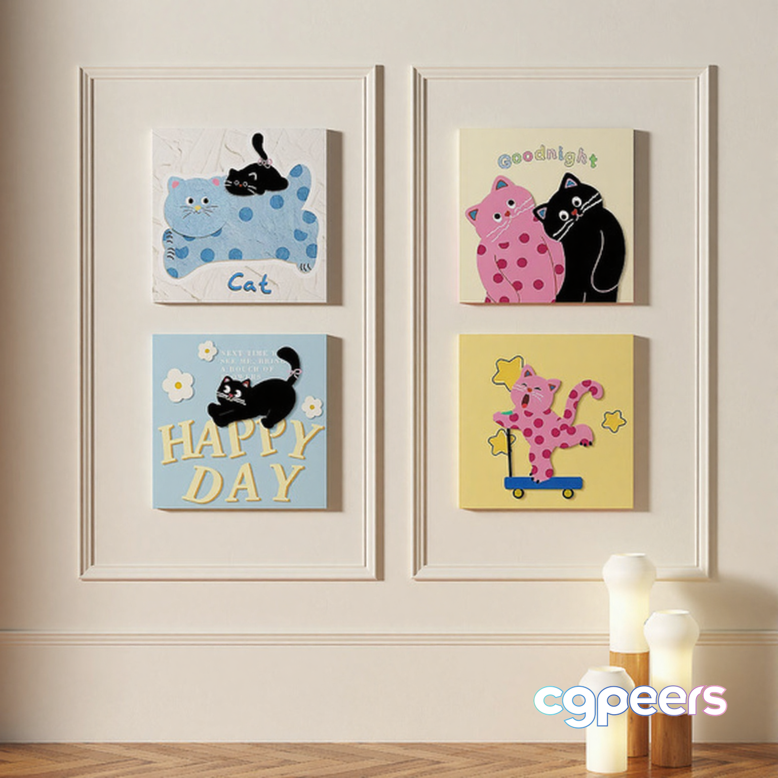 Cat-Themed Artwork 3D Model - 7716 - VRAY Render Cat-Themed Artwork 3D Model - 7716 - VRAY Render
