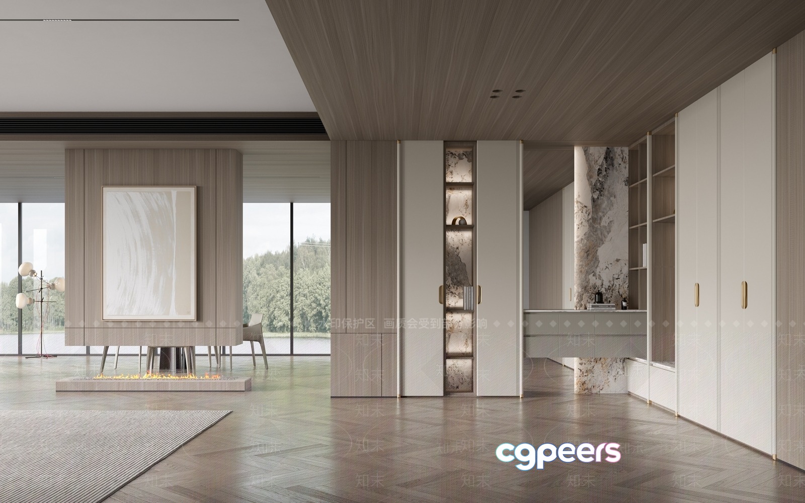 Modern Neutral-Toned Living Room 3D Model - 11859 - VRAY Render Modern Neutral-Toned Living Room 3D Model - 11859 - VRAY Render