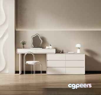 Modern White Dresser 3D Model - 22117 - VRAY Render Modern White Dresser 3D Model - 22117 - VRAY Render