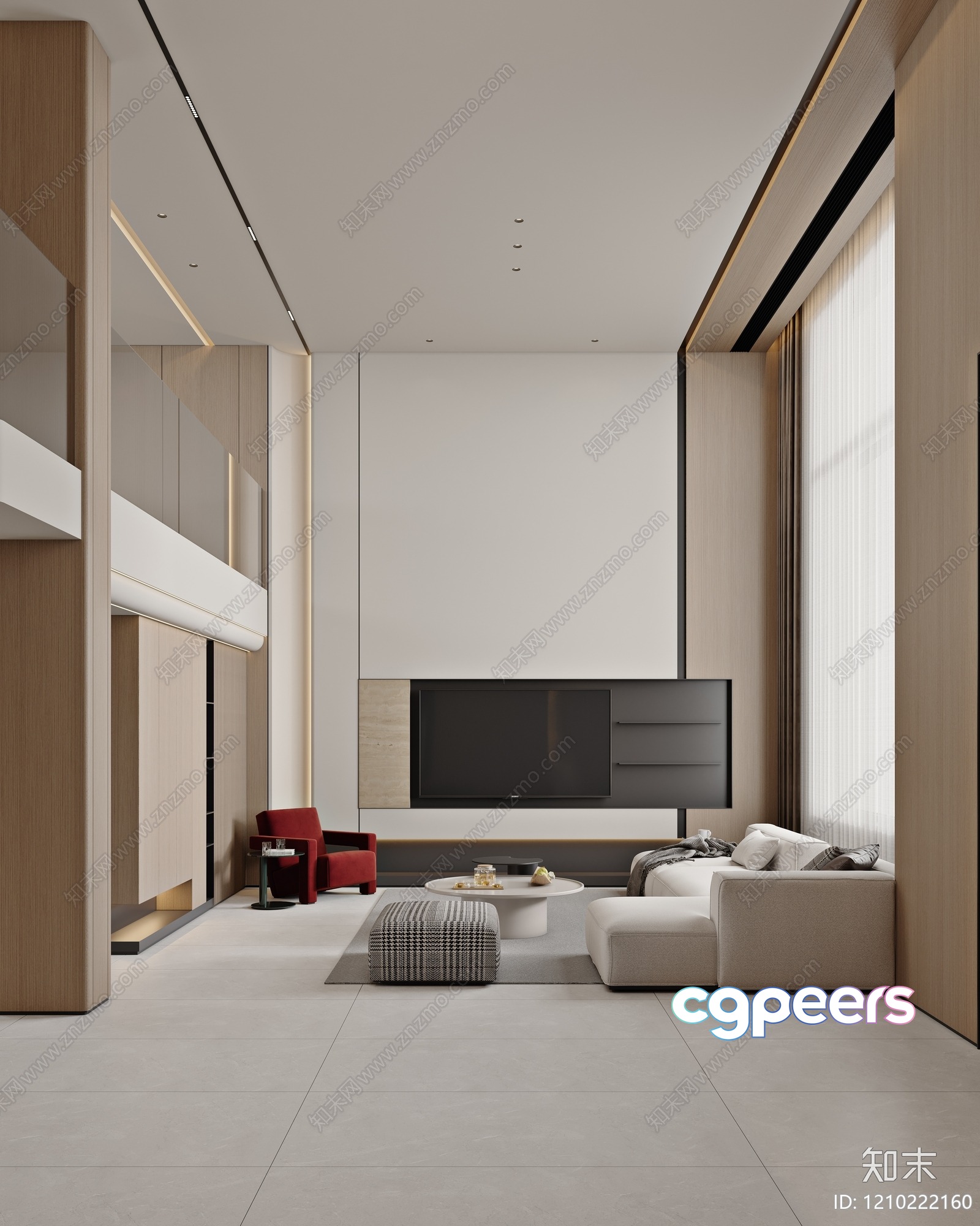 Modern Living Room 3D Model - 7415 - VRAY Render