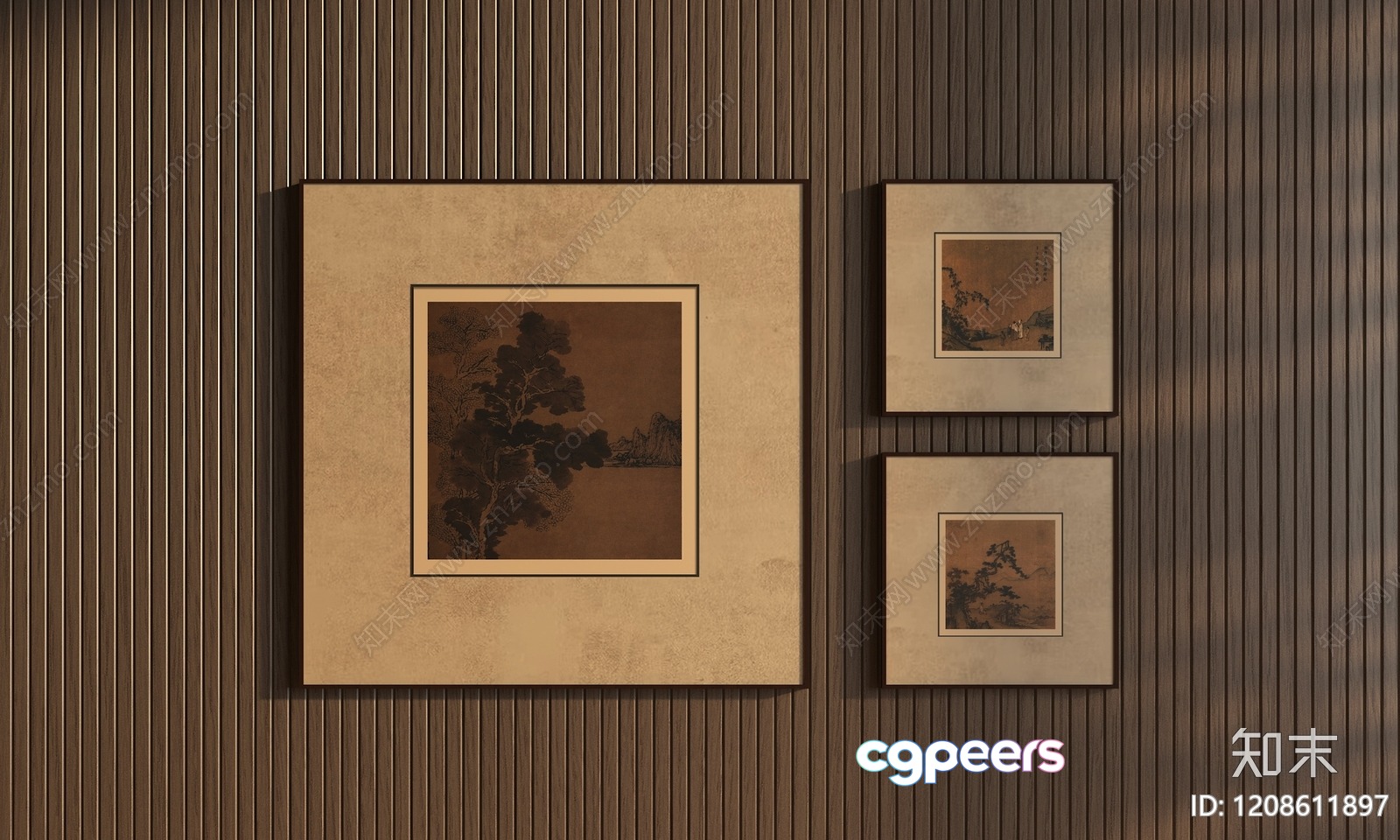 Three Framed Paintings On A Wall 3D Model - 461 - VRAY Render Three Framed Paintings On A Wall 3D Model - 461 - VRAY Render