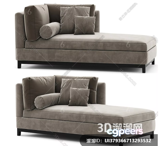 A Gray Sofa 3D Model - 11042 - VRAY Render