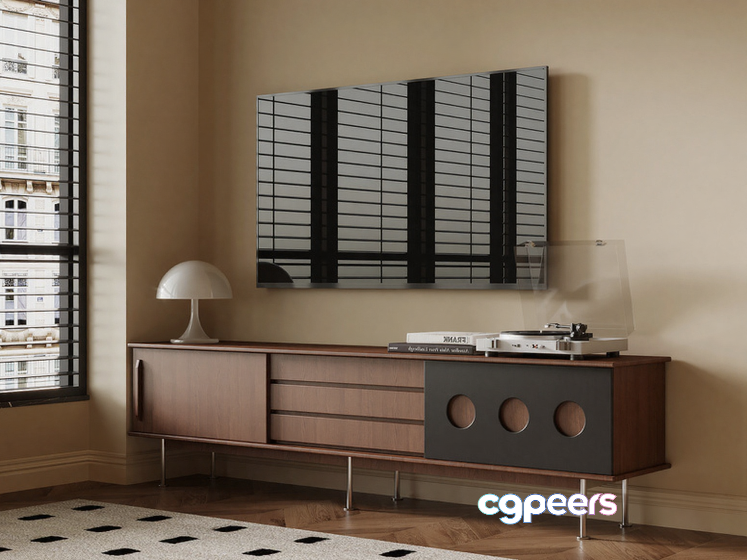 Mid-Century Modern Sideboard 3D Model - 16257 - VRAY Render