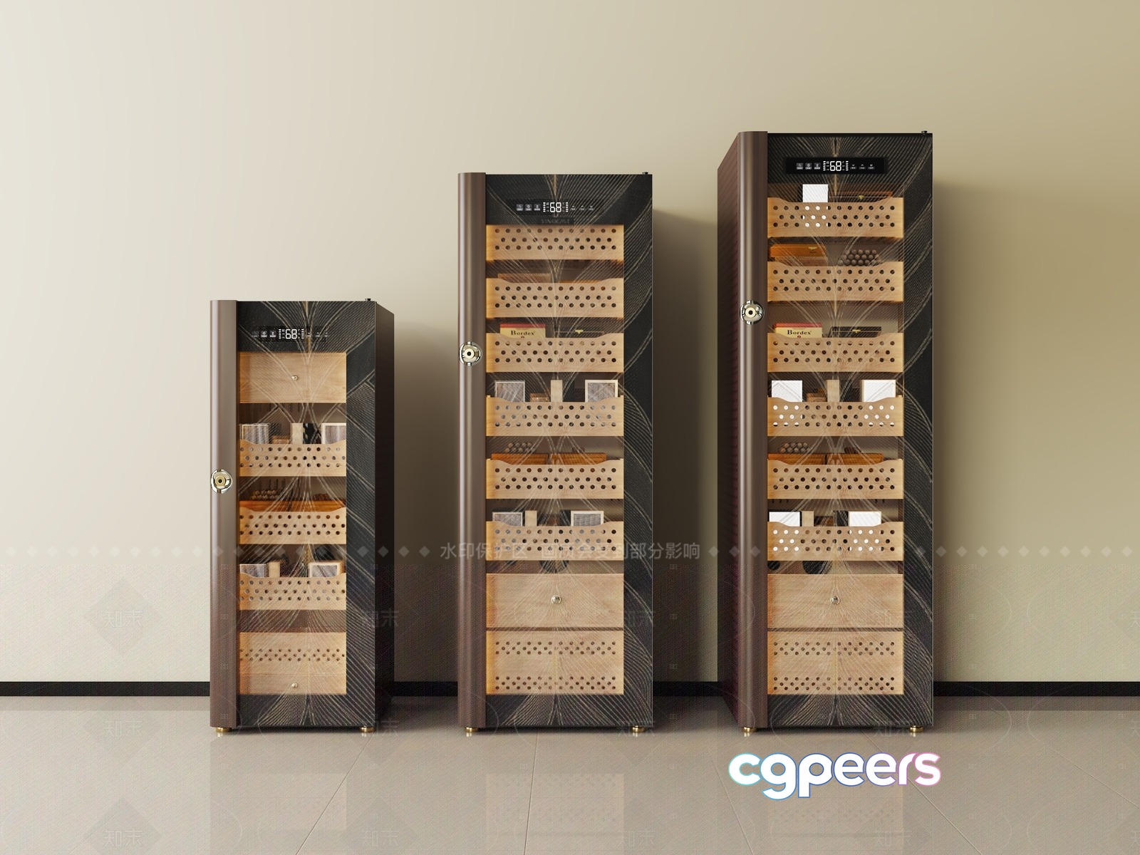 Three Tall Storage Units 3D Model - 7879 - VRAY Render