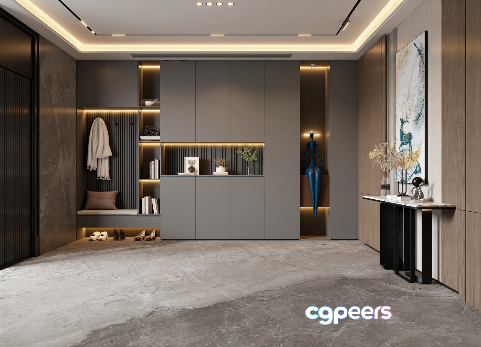 Modern Entrance Hallway 3D Model - 7612 - VRAY Render Modern Entrance Hallway 3D Model - 7612 - VRAY Render