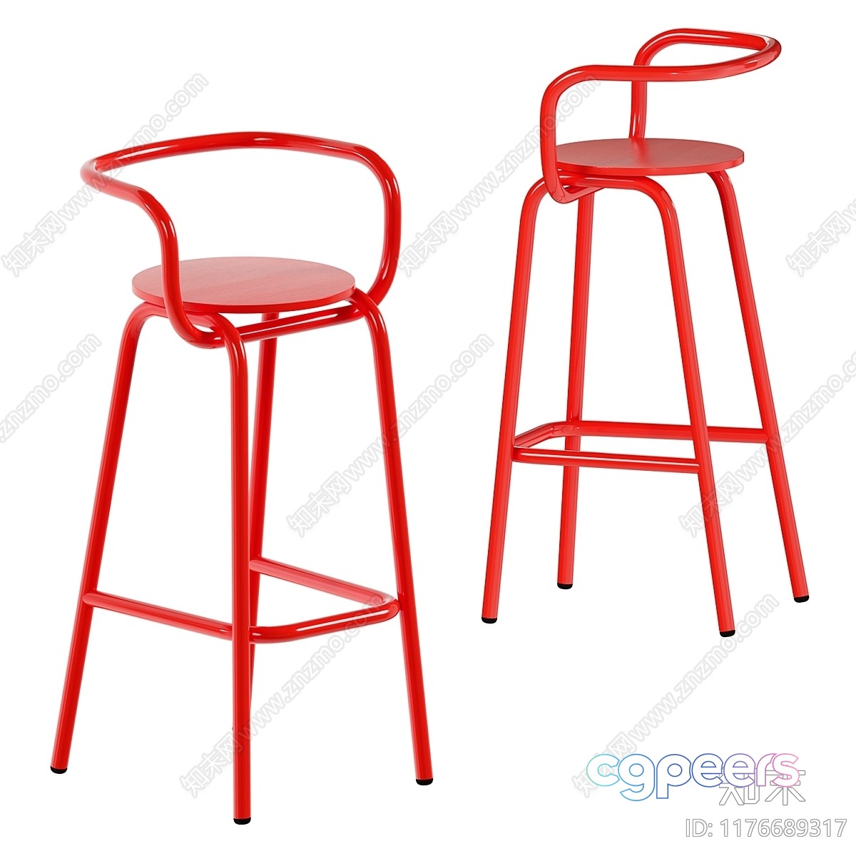Modern Red Bar Stools 3D Model - 17247 - CORONA Render Modern Red Bar Stools 3D Model - 17247 - CORONA Render