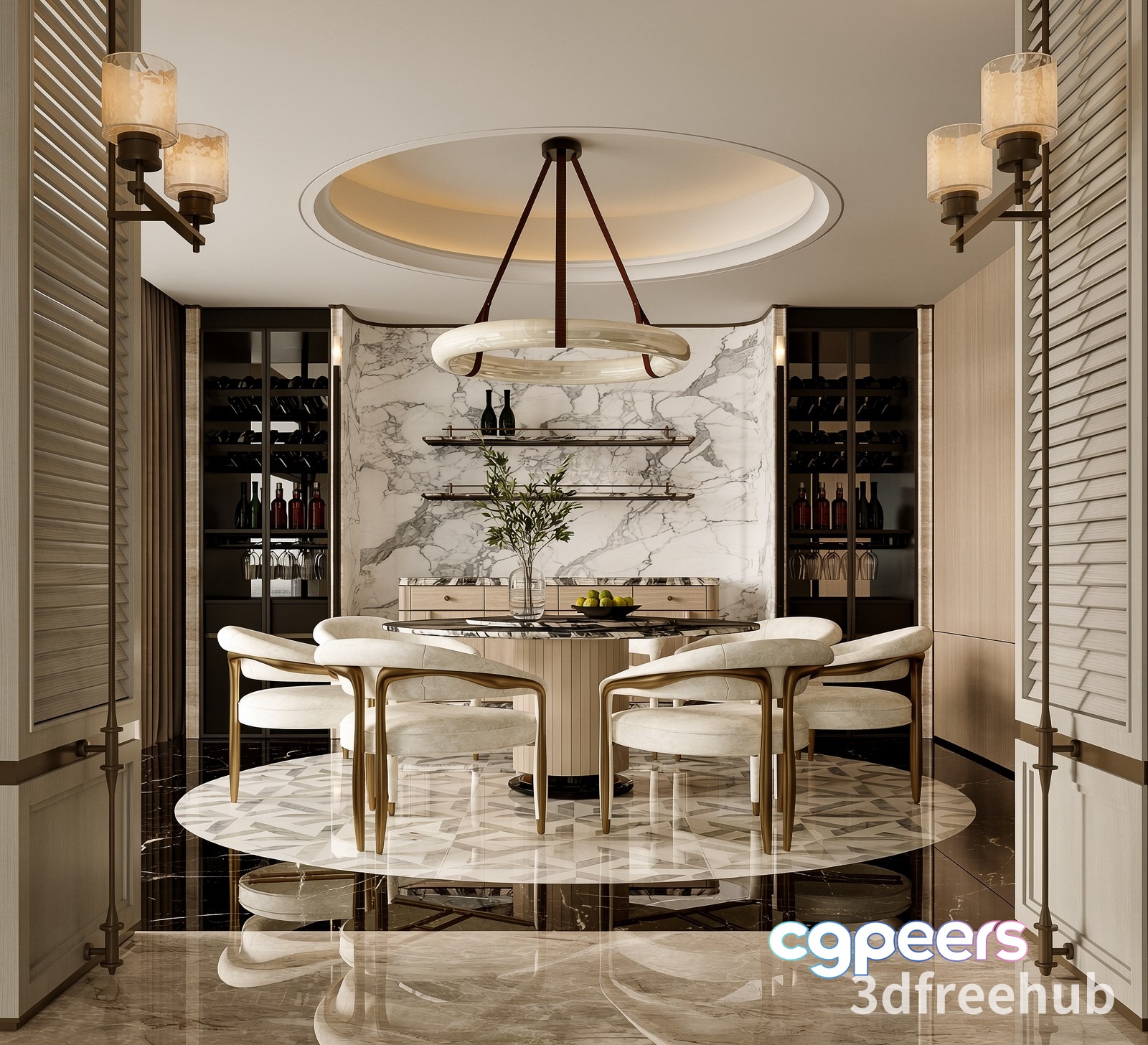 Modern Dining Room 3D Model - 23559 - VRAY Render