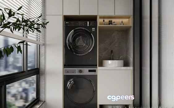 Modern Washing Machine 3D Model - 17265 - CORONA Render