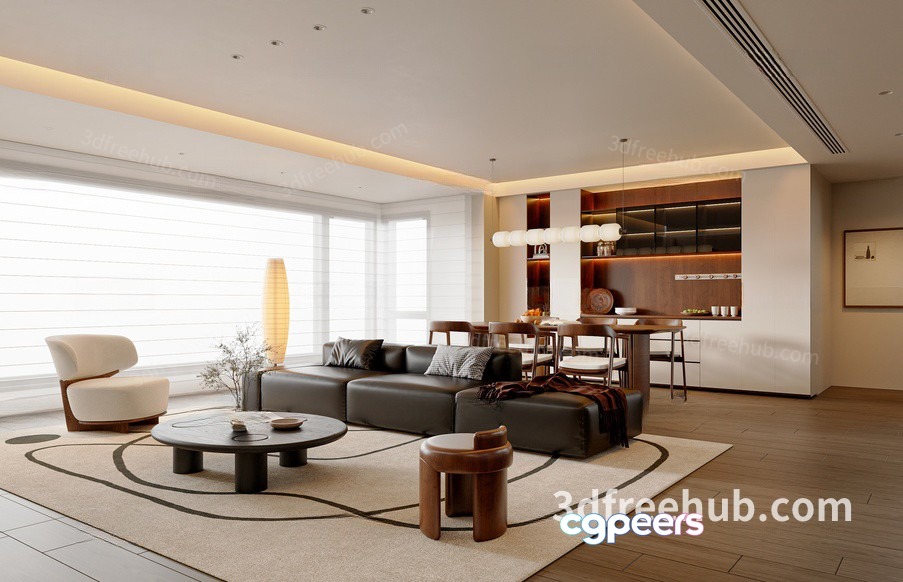 Modern Living Room 3D Model - 20156 - VRAY Render
