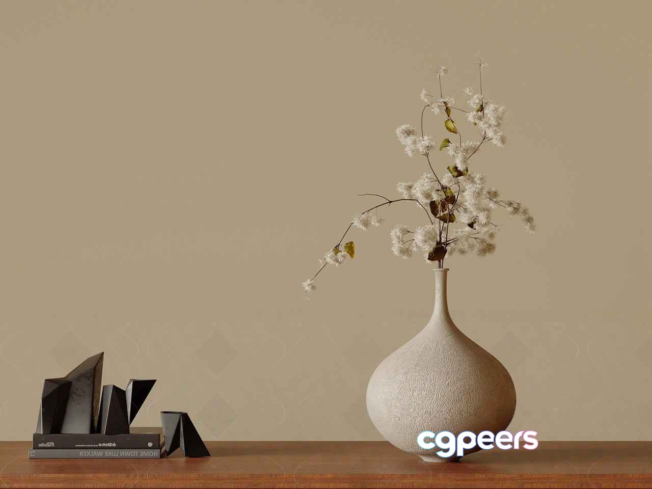 White Vase With Flowers 3D Model - 3864 - VRAY Render