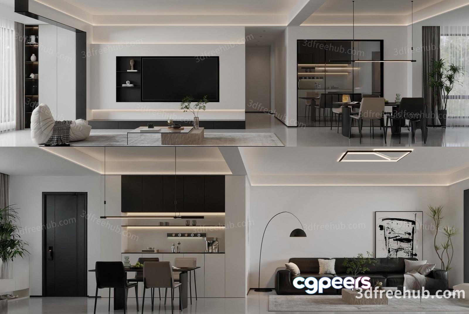 Modern Living Room 3D Model - 1722 - CORONA Render Modern Living Room 3D Model - 1722 - CORONA Render