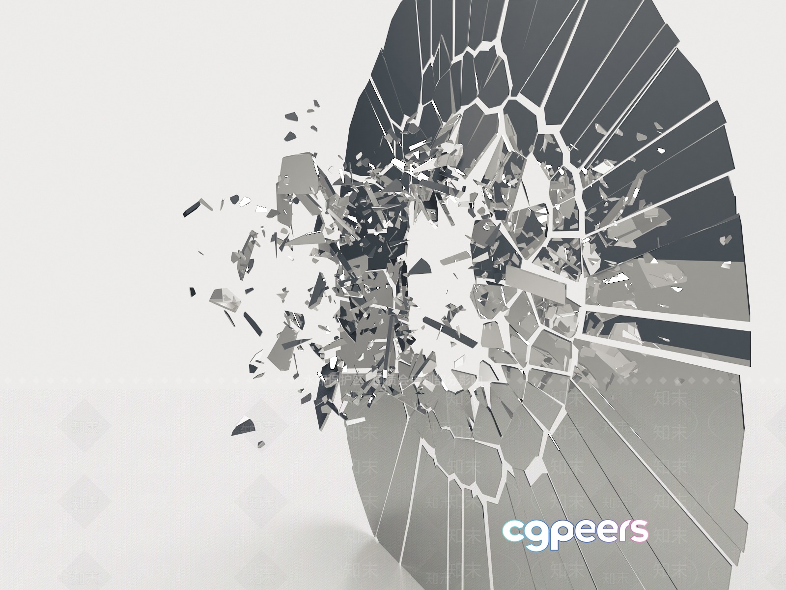 A Shattered Glass Object 3D Model - 23201 - VRAY Render