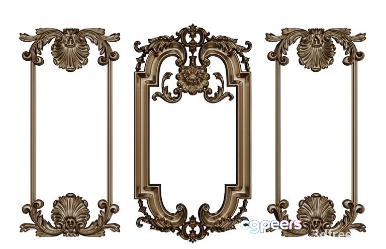 Gold Ornate Frames 3D Model - 21171 - VRAY Render