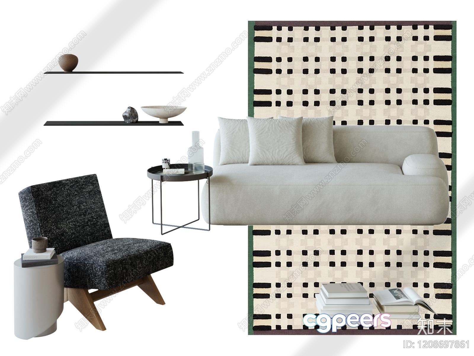 Modern Living Room 3D Model - 8806 - VRAY Render