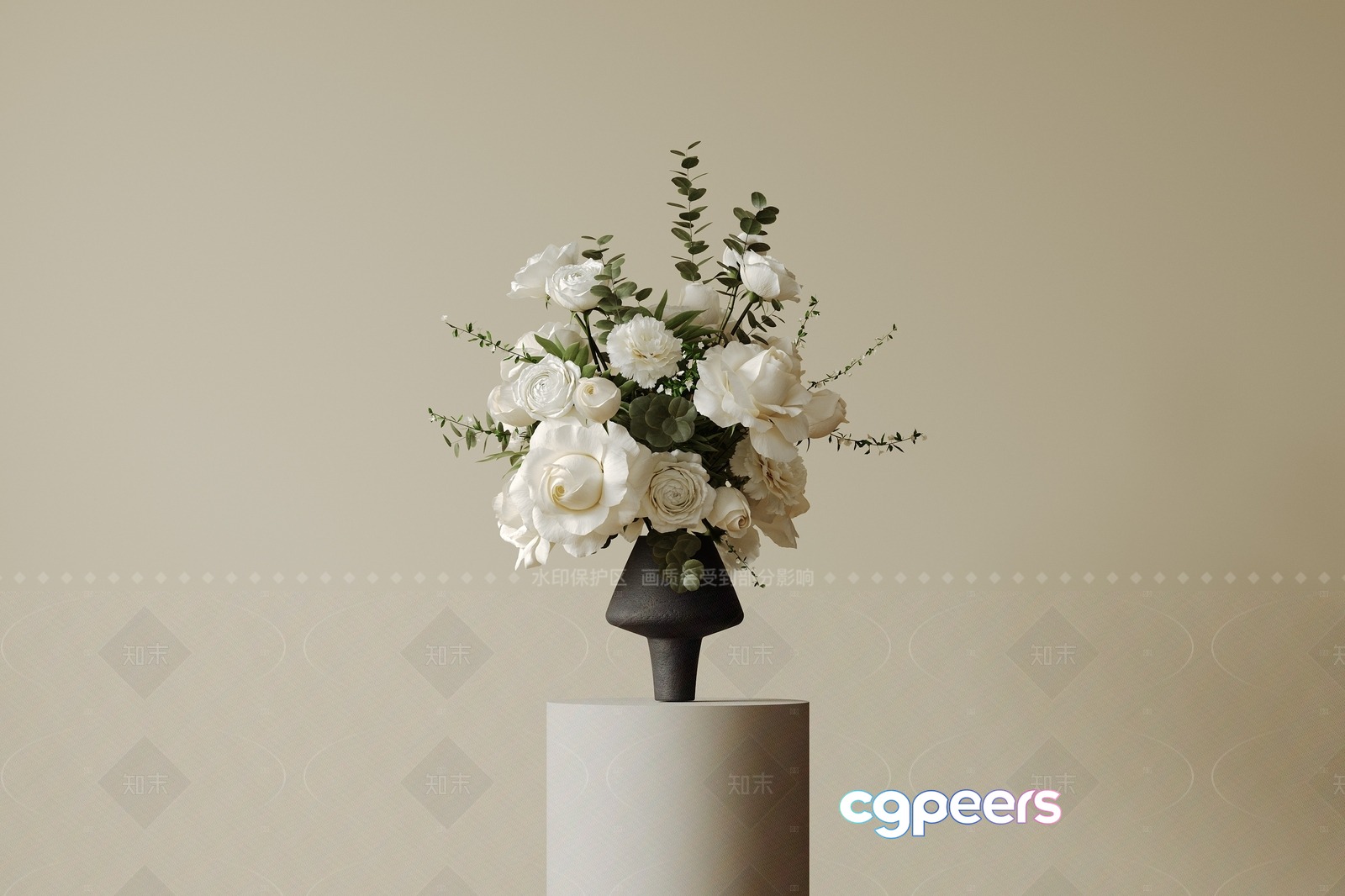 A Bouquet Of White Flowers 3D Model - 894 - VRAY Render A Bouquet Of White Flowers 3D Model - 894 - VRAY Render