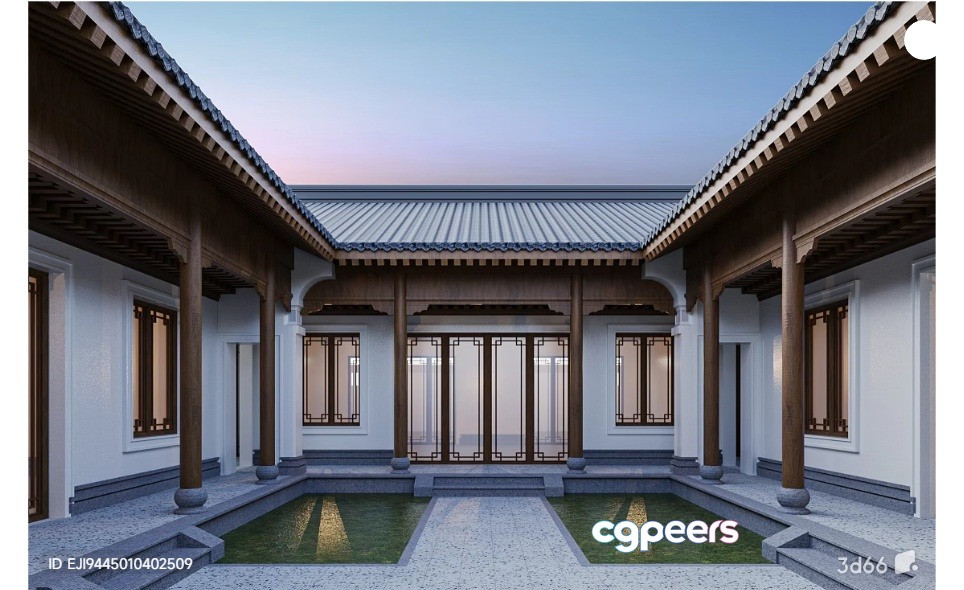 Traditional Chinese Courtyard 3D Model - 16120 - VRAY Render