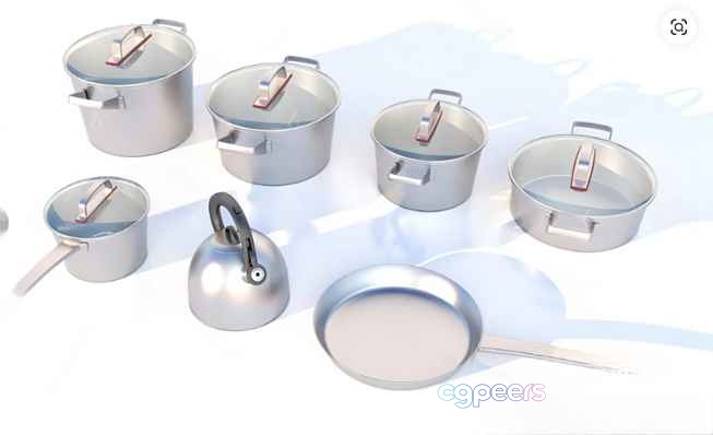 A Set Of Stainless Steel Cookware 3D Model - 11434 - VRAY Render A Set Of Stainless Steel Cookware 3D Model - 11434 - VRAY Render