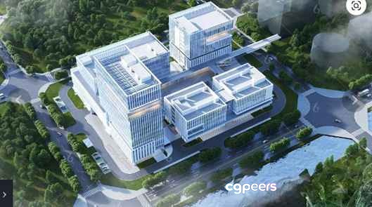 Aerial View Of A Large Building Complex 3D Model - 17498 - VRAY Render