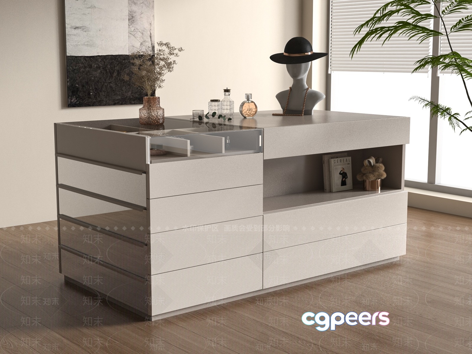 Modern Dresser With Drawers 3D Model - 18262 - VRAY Render