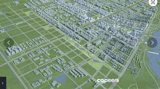 Aerial View Of A City 3D Model - 23692 - VRAY Render