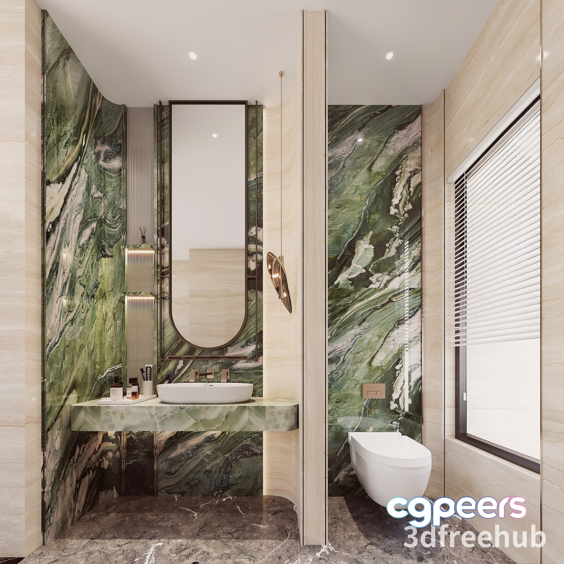 Modern Bathroom With Marble Walls 3D Model - 23514 - VRAY Render Modern Bathroom With Marble Walls 3D Model - 23514 - VRAY Render