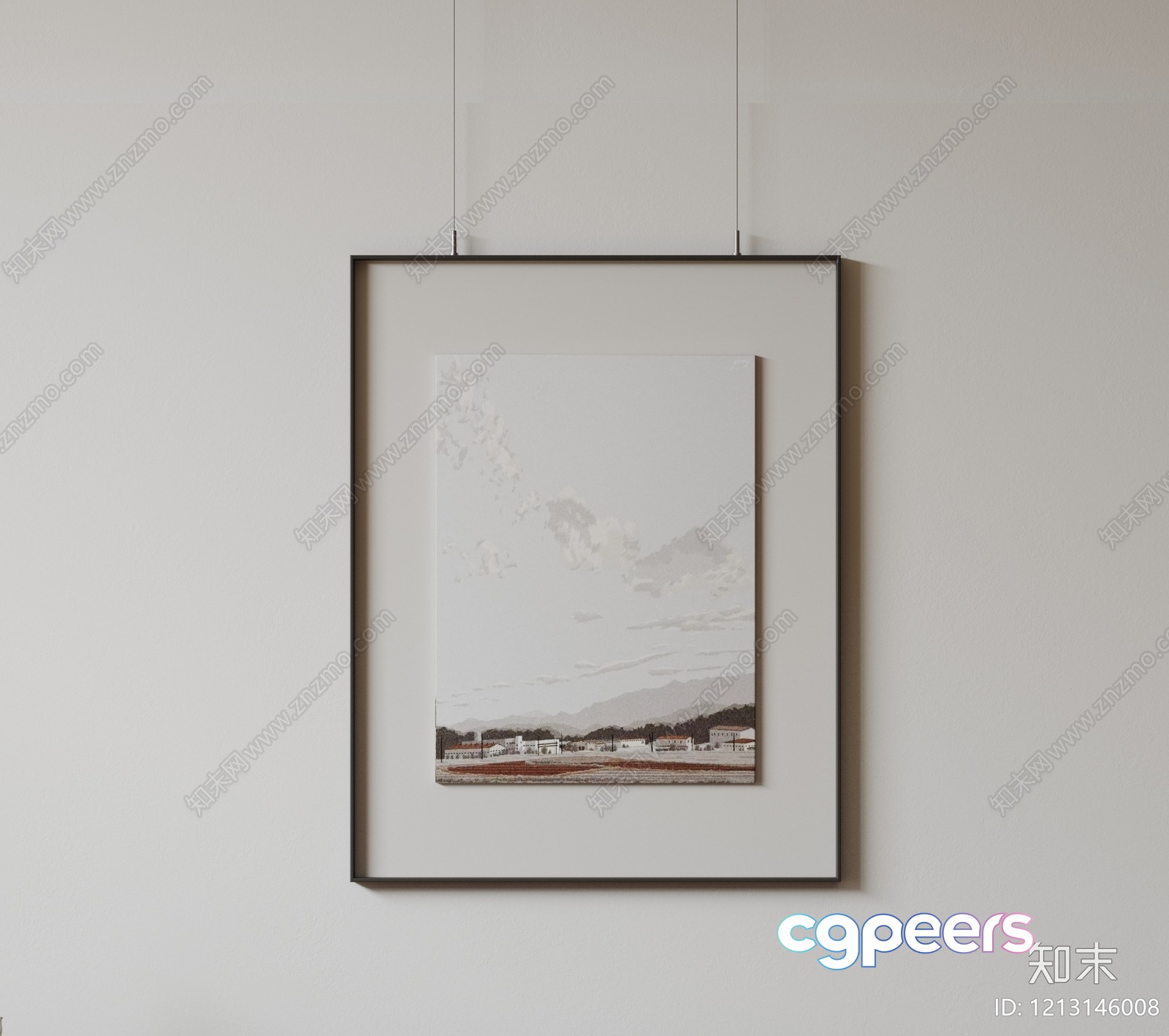 A Framed Painting Of A Landscape 3D Model - 9535 - VRAY Render