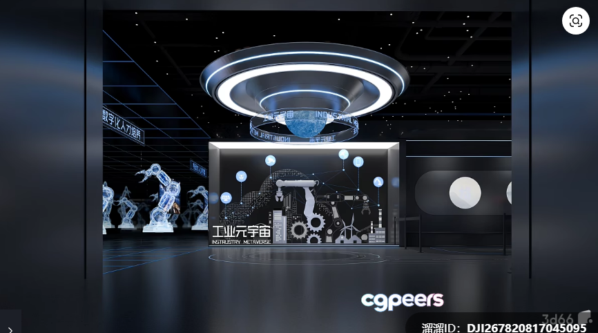The Main Subject Is A Futuristic-Looking Room With A Large Circular Light Fixture 3D Model - 269 - VRAY Render