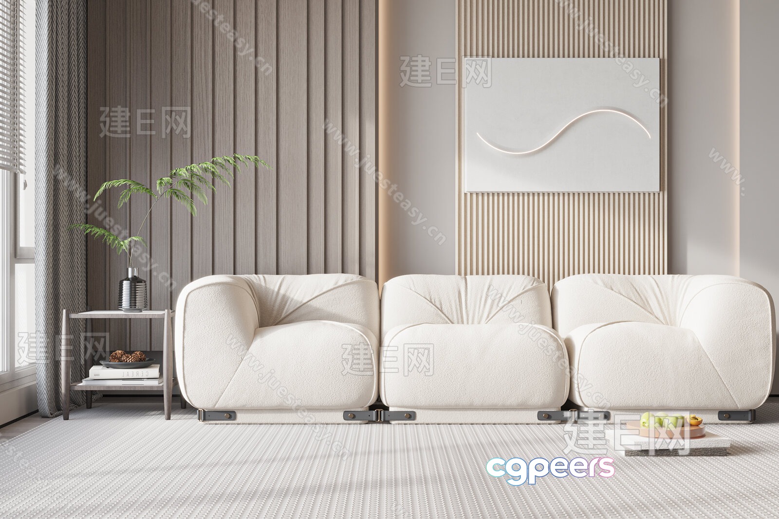White Couch 3D Model - 8110 - VRAY Render White Couch 3D Model - 8110 - VRAY Render