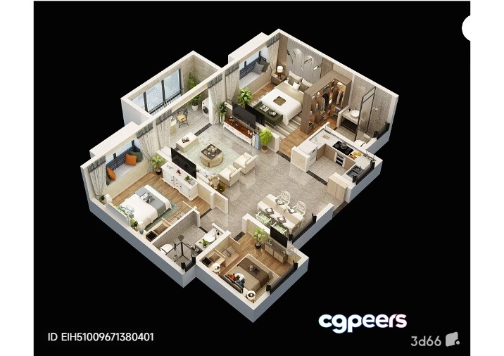 A 3D Floor Plan Of A House 3D Model - 1899 - VRAY Render A 3D Floor Plan Of A House 3D Model - 1899 - VRAY Render
