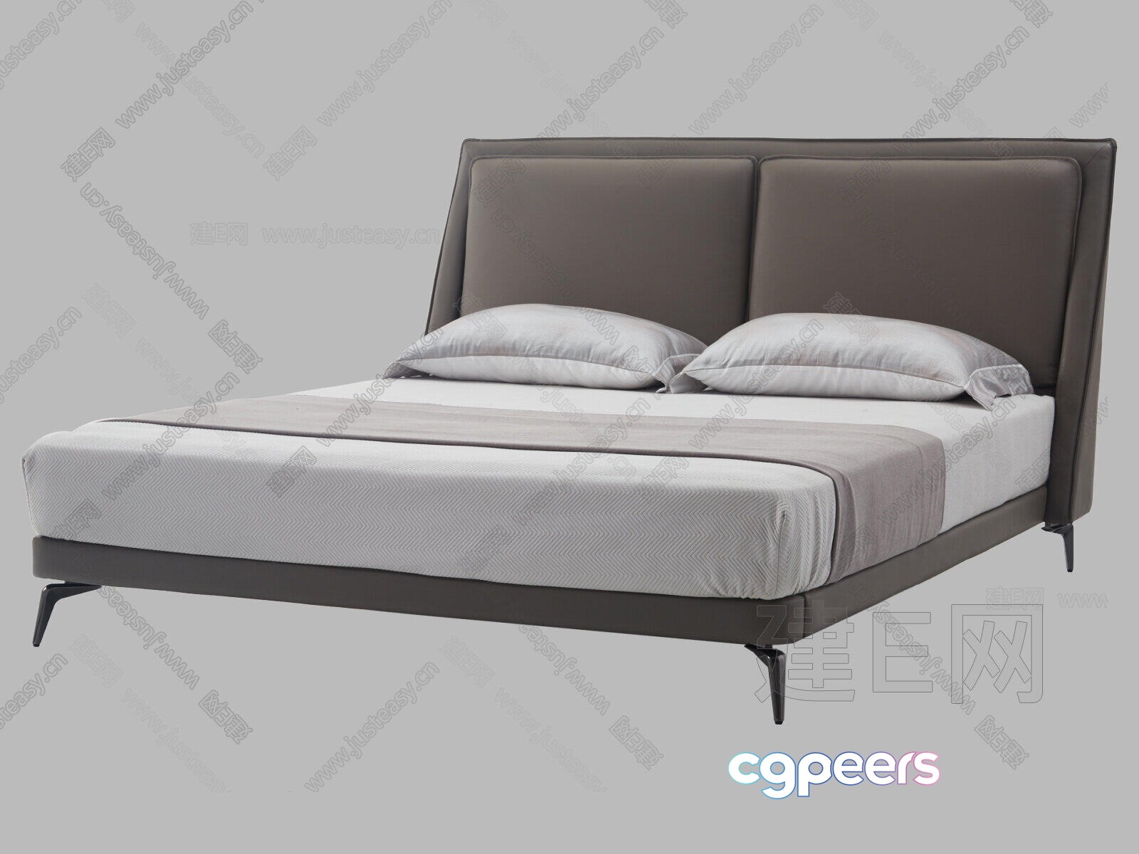A Bed With A Headboard 3D Model - 16560 - VRAY Render