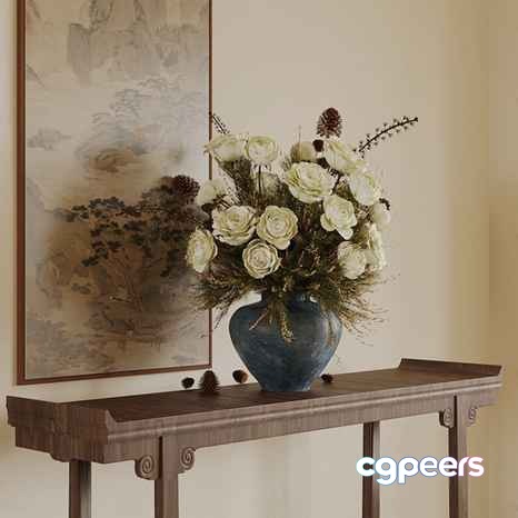 White Flower Arrangement 3D Model - 1151 - CORONA Render White Flower Arrangement 3D Model - 1151 - CORONA Render