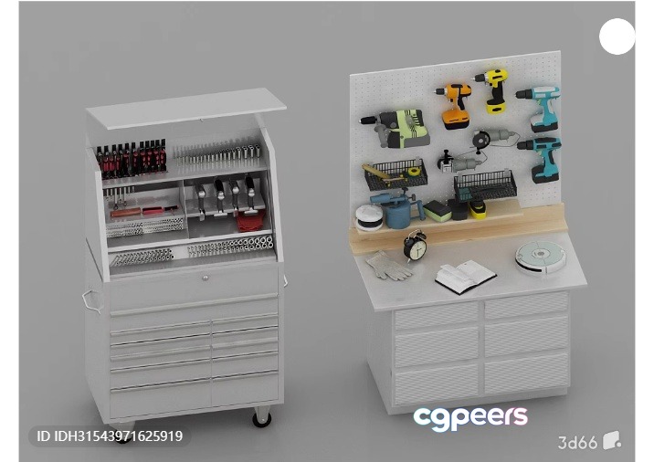 A 3D Rendering Of A Workshop With Tools And A Workbench 3D Model - 16344 - VRAY Render
