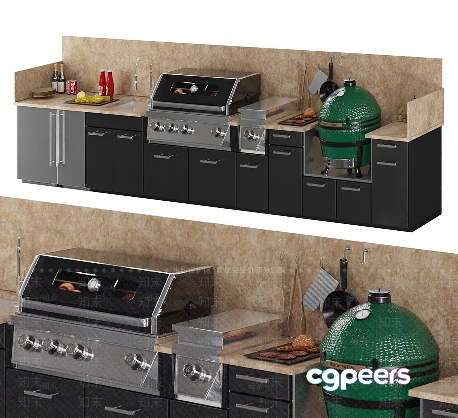 Outdoor Kitchen Setup 3D Model - 8376 - VRAY Render