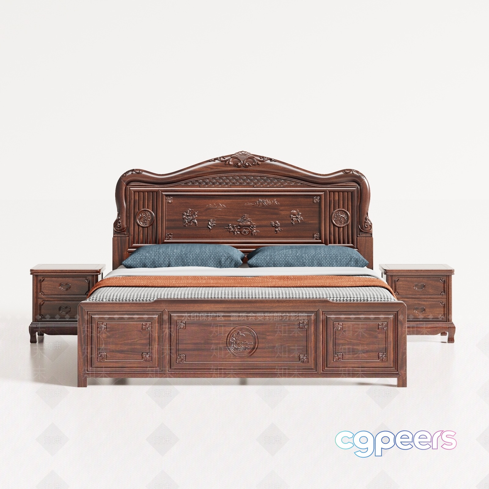 Wooden Bed Frame 3D Model - 15754 - VRAY Render