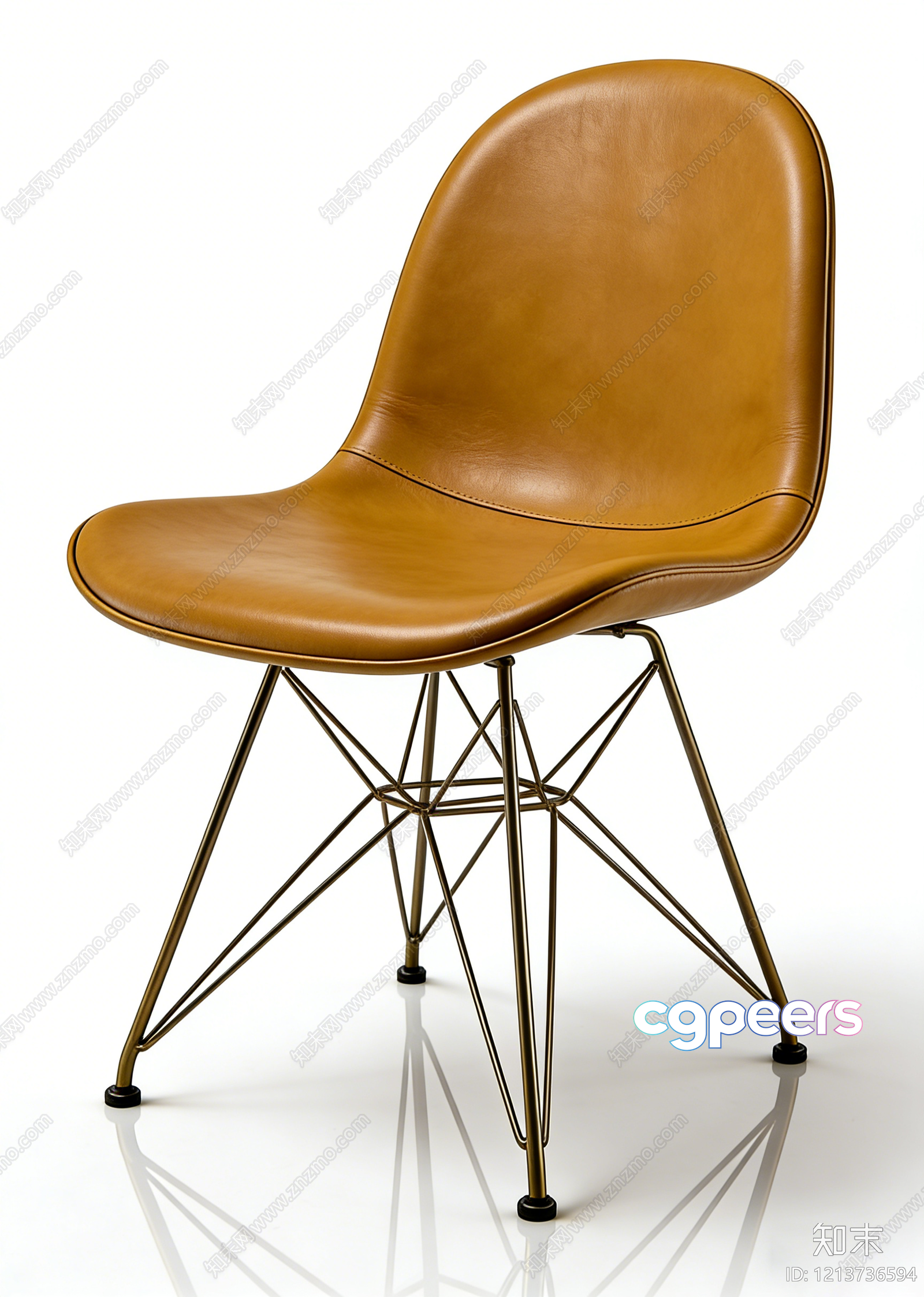 Modern Tan Leather Chair 3D Model - 13412 - VRAY Render