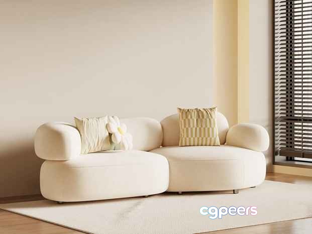 Modern White Sofa 3D Model - 21395 - VRAY Render Modern White Sofa 3D Model - 21395 - VRAY Render